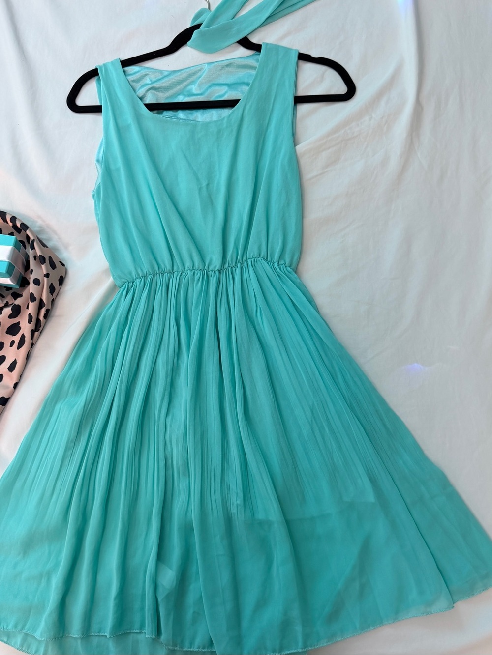 Sleeveless Midi Dress in Aqua (Turquoise) Chiffon Fit